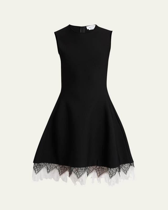 Lace-Hem Volume Sleeveless Dress